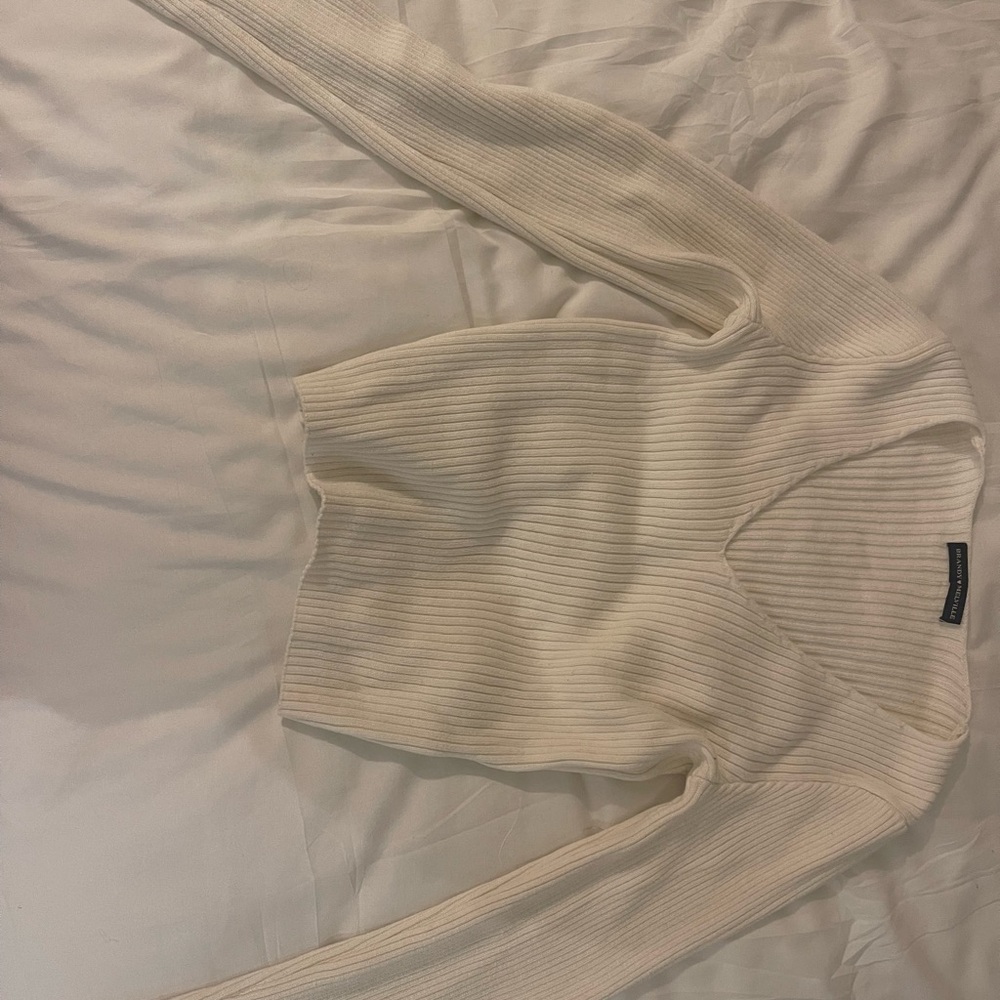Brandy Melville Cream V-Neck Sweater
